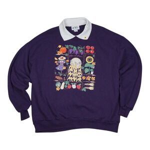 Vtg Cracker Barrel Harvest Moon Sweatshirt Women's 2XL Purple USA Cottagecore